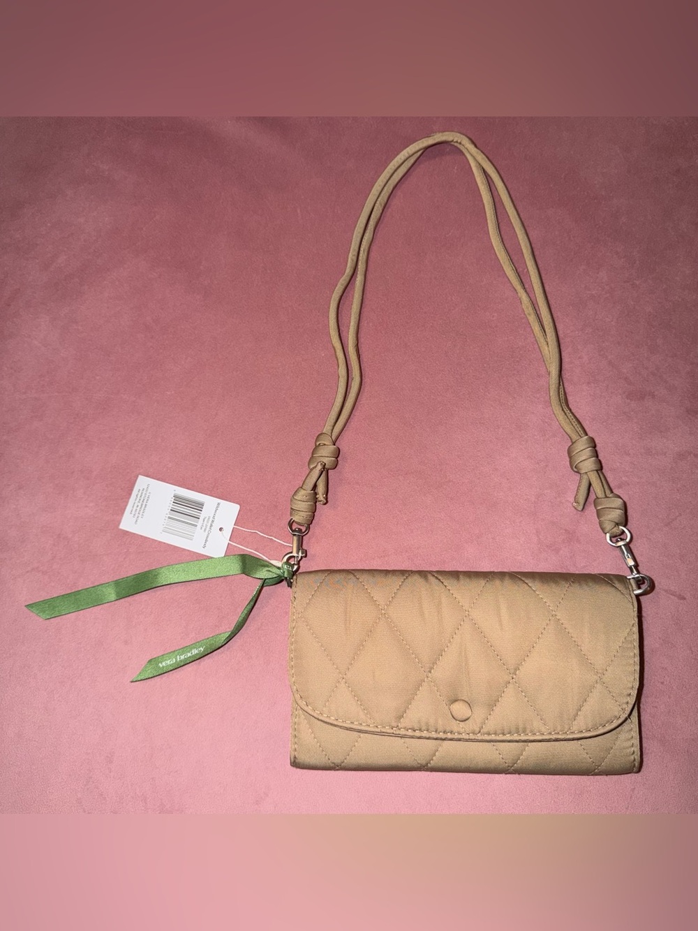 Vera Bradley Quilted Crossbody Wallet Bag in Tan